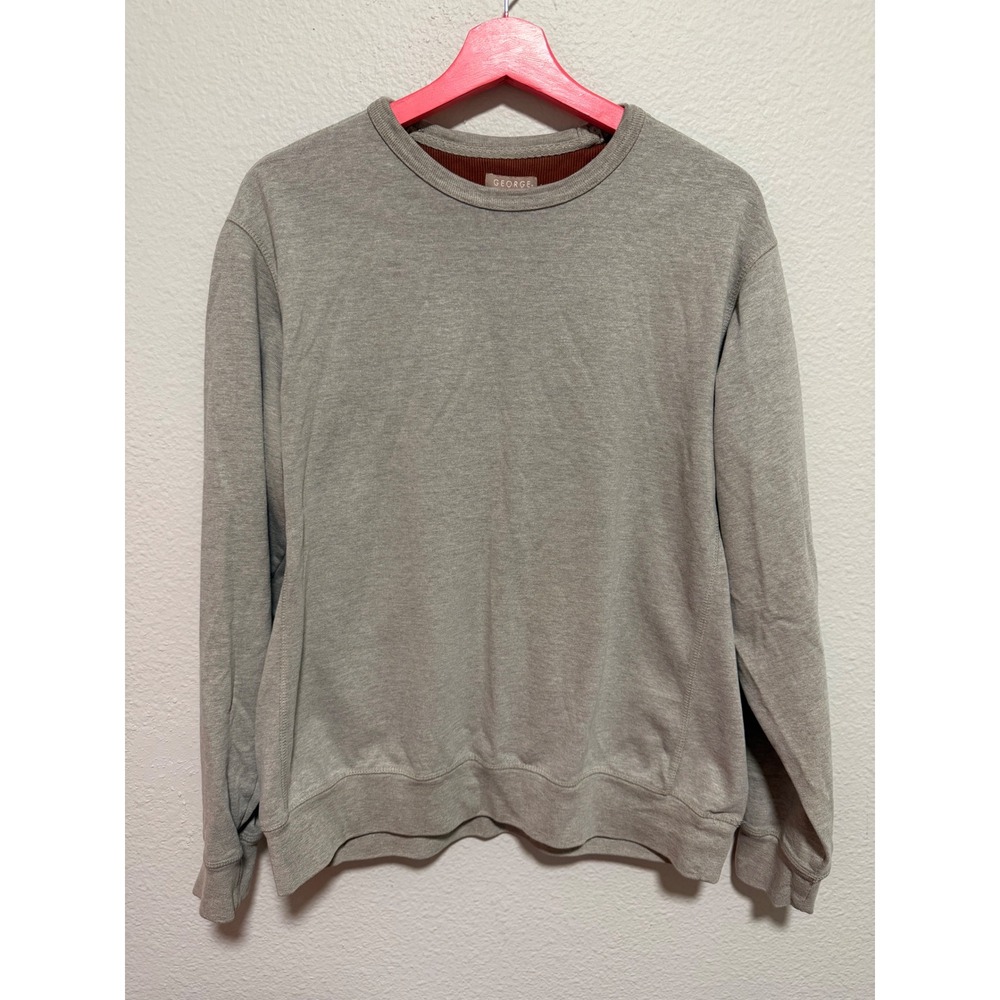 George Mens Crewneck Sweatshirt Washed Stone Heather Gray Pullover Size M